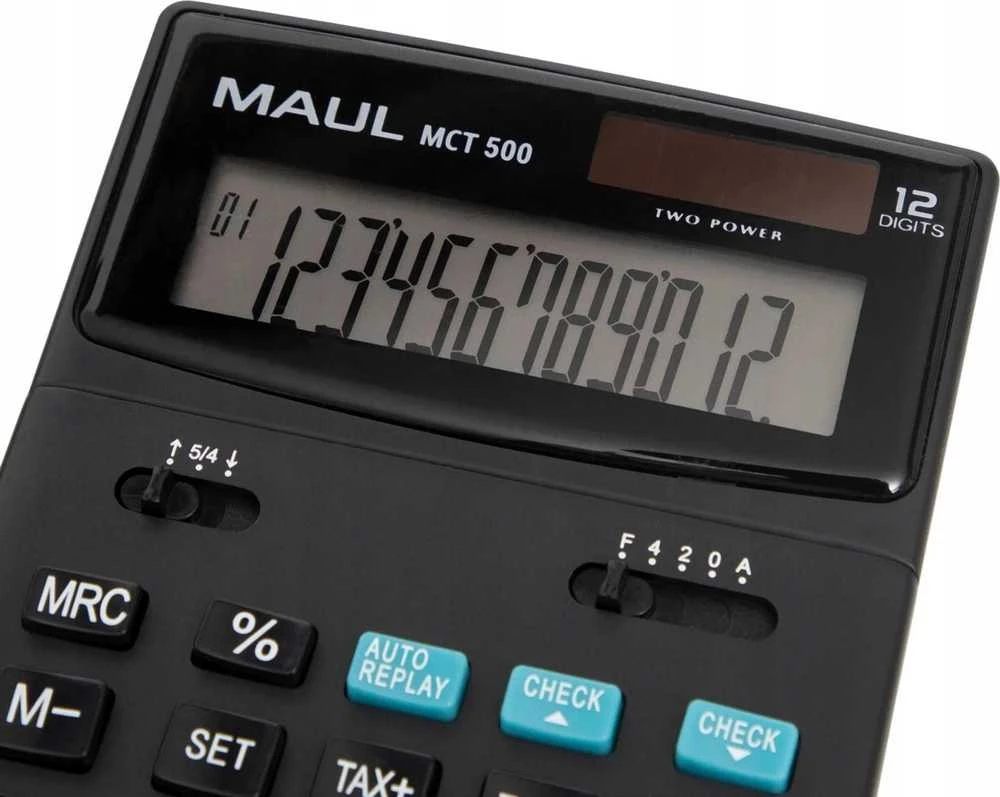 Stalinis skaičiuotuvas MAUL MCT 500, 12 skaitmenų ekranas, tax, check&correct