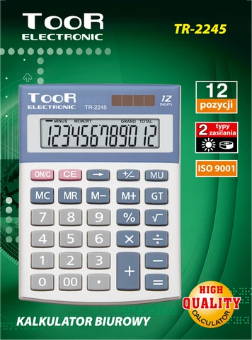 Skaičiuotuvas Toor Electronic TR-2245 su 12 skaitmenų ekranu