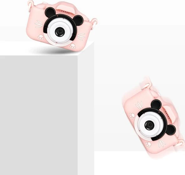 SKAITMENINĖ KAMEROS VAIKAMS MILKY Rožinis MOUSE + ŽAIDIMAI