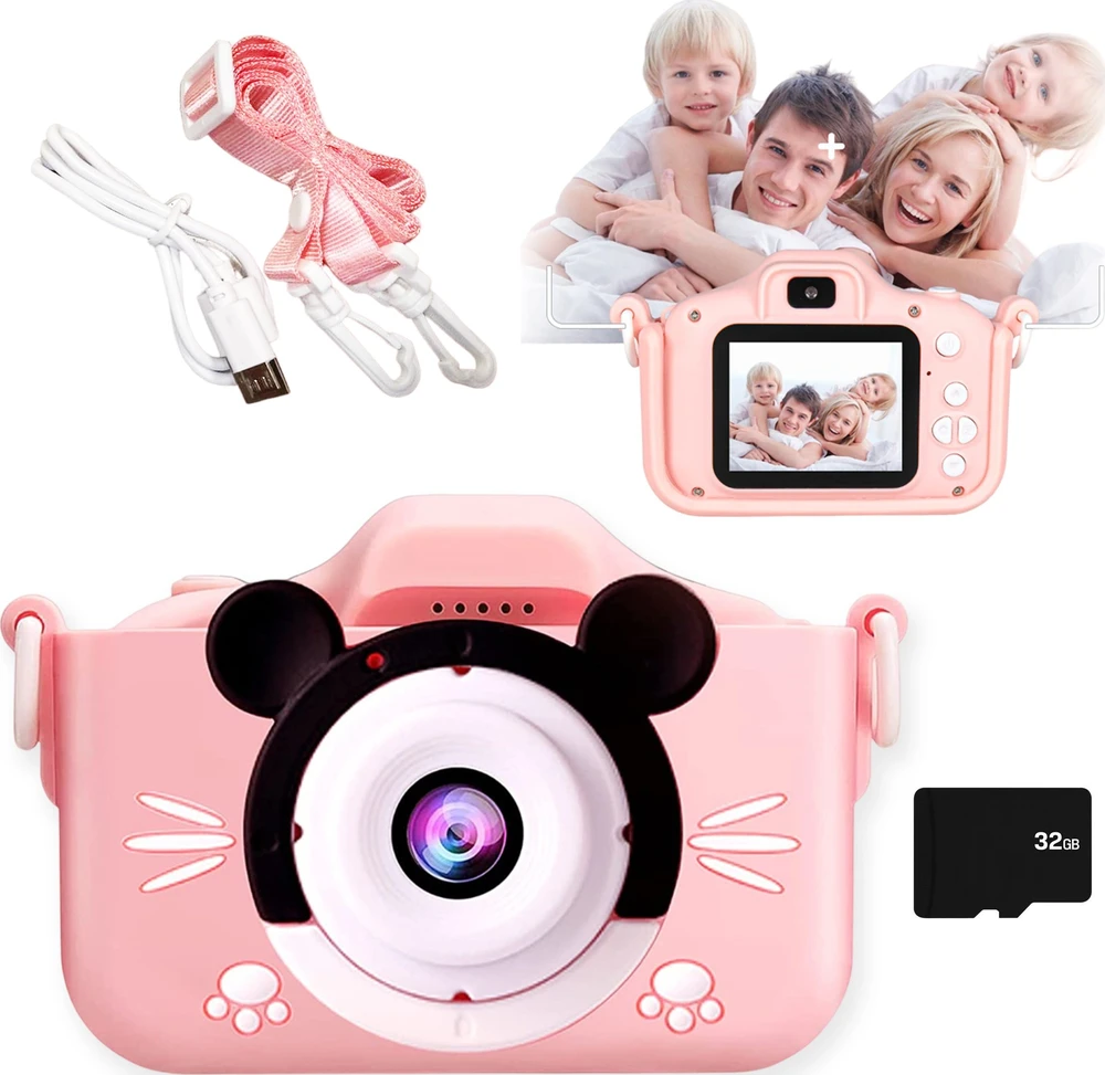 SKAITMENINĖ KAMEROS VAIKAMS MILKY Rožinis MOUSE + ŽAIDIMAI