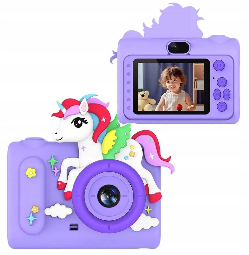 „Xrec“ skaitmeninis fotoaparatas su 40 MP HD objektyvu, asmenukėms vaikams, MP3 žaidimams / „Xrec H05“ / Purpurinis vienaragis