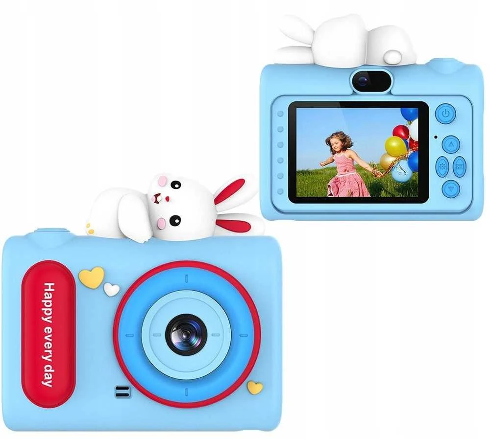 Xrec Skaitmeninis fotoaparatas 40MP HD kamera Selfie objektyvas vaikams žaidimai MP3 / Xrec H05 / Mėlynas triušis