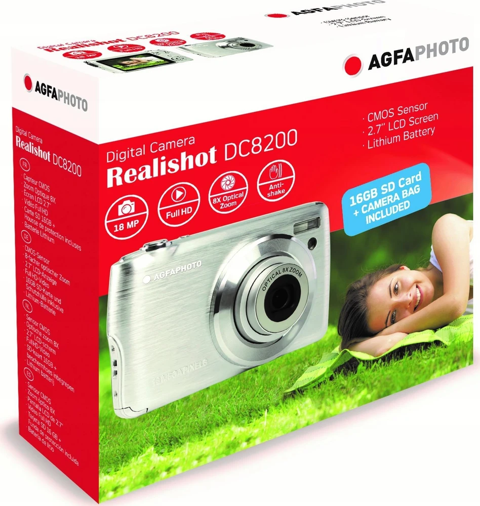 AgfaPhoto Agfa Photo DC8200 Sidabrinė + etui + karta SD 16GB
