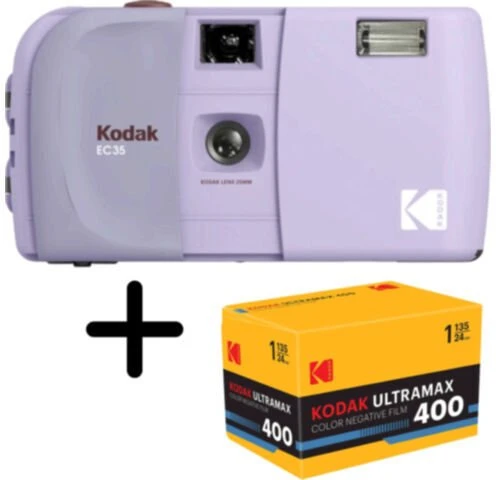 Skaitmeninis fotoaparatas keine Marke Kodak EC35 Film Camera Lavender + Kodak Ultra Max 24 Exp (RK0711)