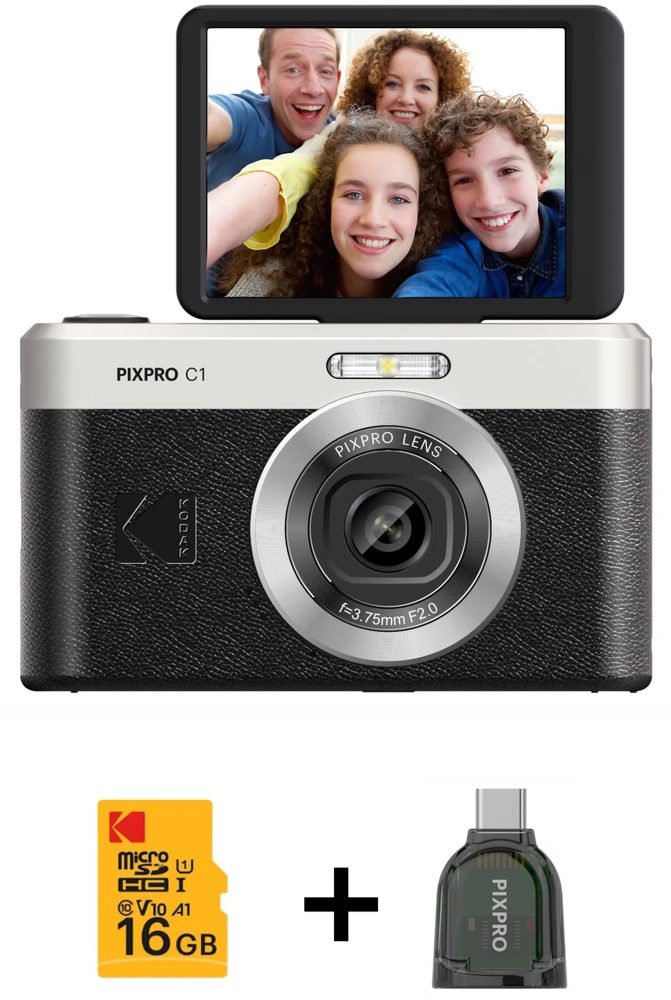 Kodak PixPro C1 Juodas + karta pamięci 16GB
