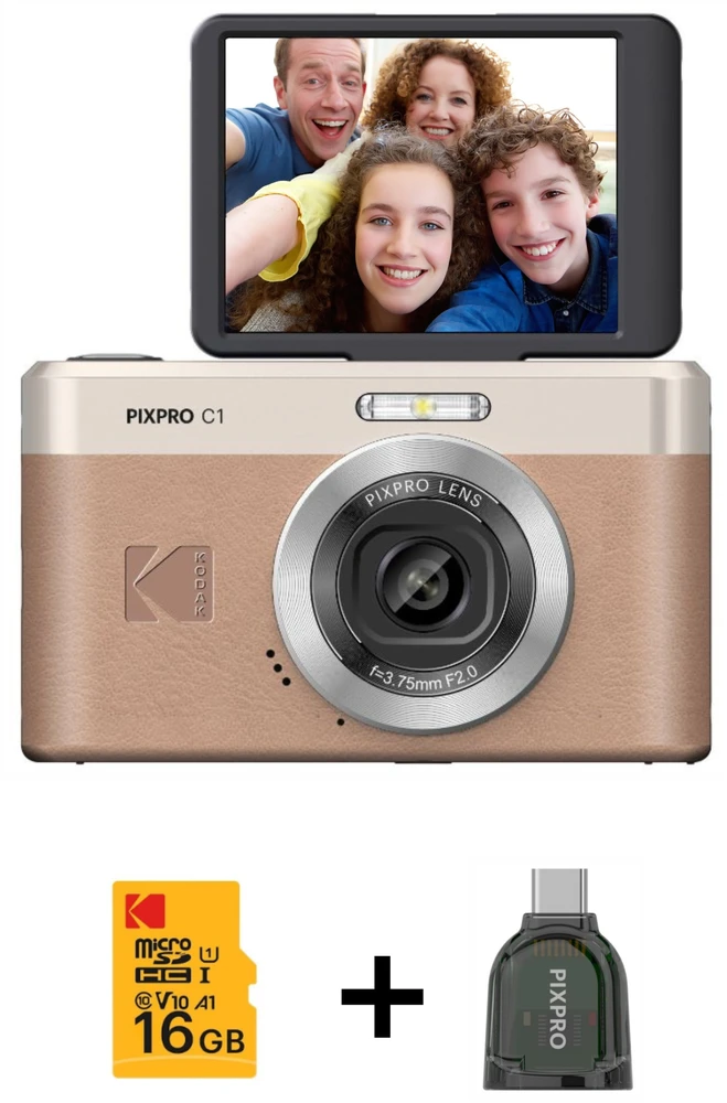 „Kodak PixPro C1 Raudona“ + 16 GB atminties kortelė