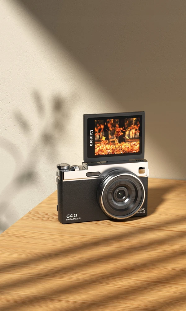 Aparat Skaitmeninis 64mp / 4k / 16x Zoom / Obrotowy Ekran Lcd 2,88" / Xrec C77 / Sidabrinė