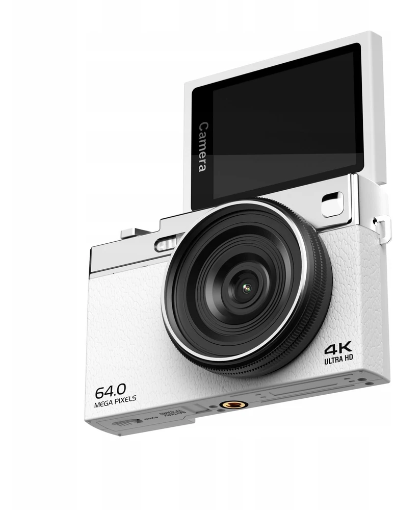 Aparat Skaitmeninis 64mp / 4k / 16x Zoom / Obrotowy Ekran Lcd 2,88" / Xrec C77 / Baltas