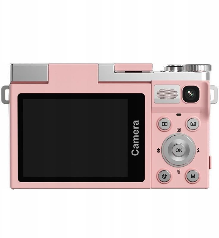 Aparat Skaitmeninis 64mp / 4k / 16x Zoom / Obrotowy Ekran Lcd 2,88" / Xrec C77 / Rožinė