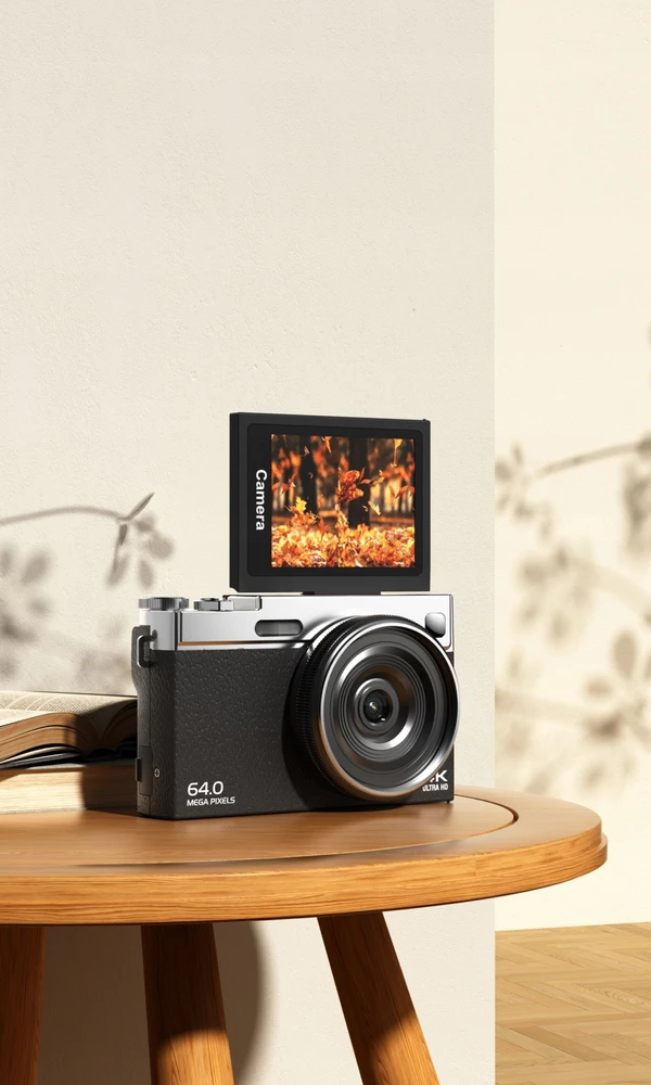 Aparat Skaitmeninis 64mp / 4k / 16x Zoom / Obrotowy Ekran Lcd 2,88" / Xrec C77 / Juodas