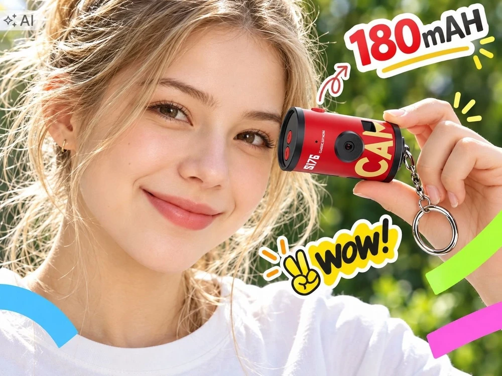 Skaitmeninis fotoaparatas Xrec Mini Aparat Skaitmeninis Xrec Q6 Hd 1080p Retro Kamera Breloczek Rolka Filmu / Q6 / Raudona