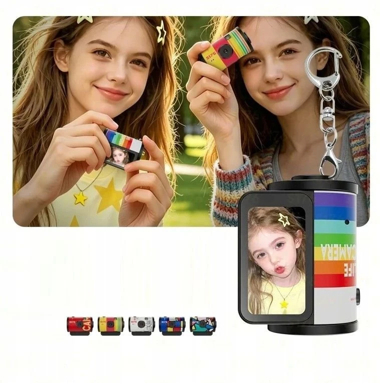 Skaitmeninis fotoaparatas Xrec Mini Aparat Skaitmeninis Xrec Q6 Hd 1080p Retro Kamera Breloczek Rolka Filmu / Q6 / Raudona