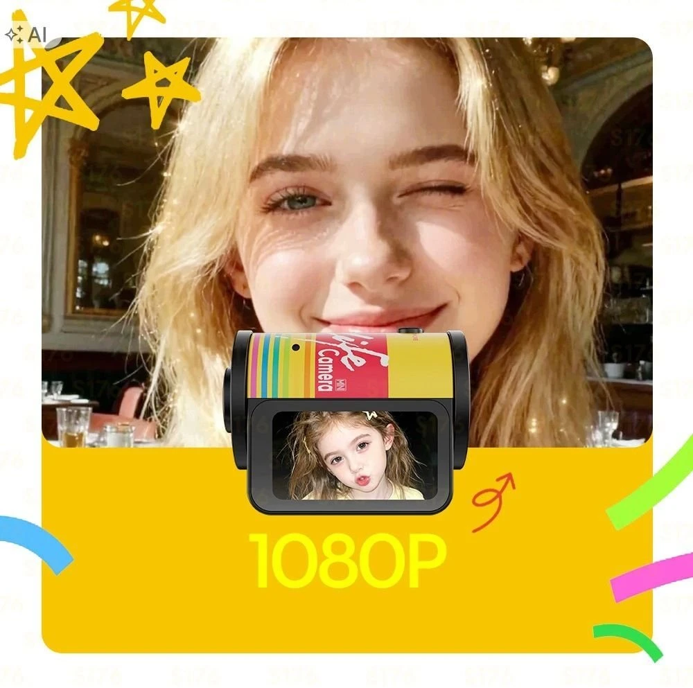 Skaitmeninis fotoaparatas Xrec Mini Aparat Skaitmeninis Xrec Q6 Hd 1080p Retro Kamera Breloczek Rolka Filmu / Q6 / Raudona