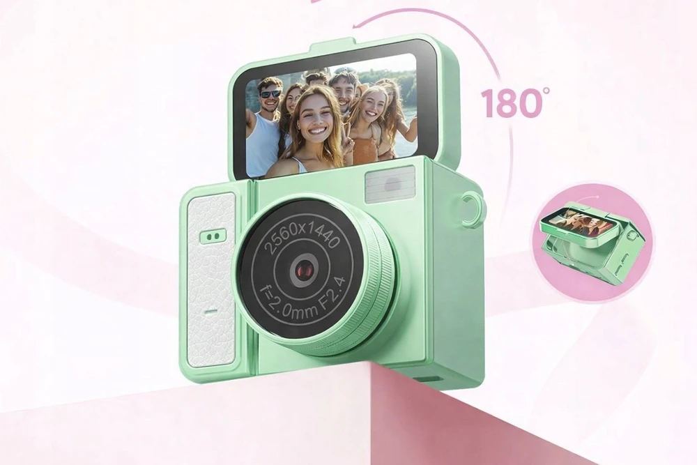 Skaitmeninis fotoaparatas Xrec Mini Aparat Kamera Retro Video 2k Pakabukas Raktų pakabukas Pasukamas Ekranas / Xrec X7 / Žalia