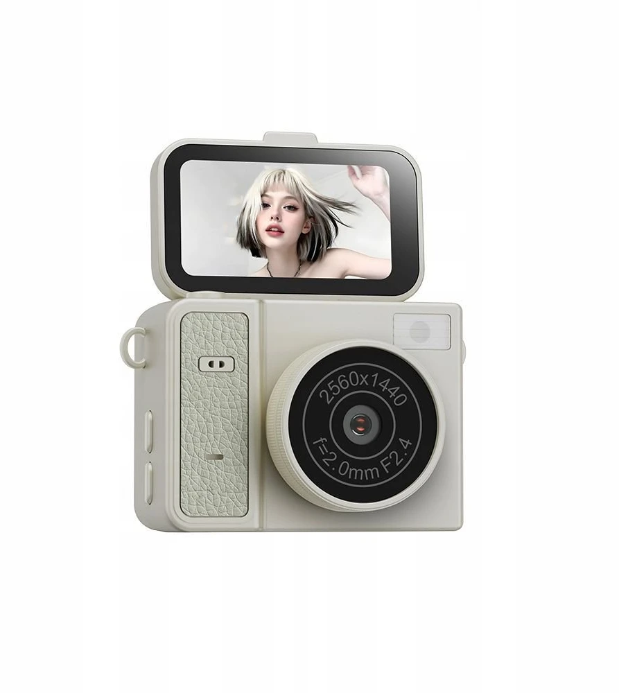Skaitmeninis fotoaparatas Xrec Mini Fotoaparatas Kamera Retro Video 2k Pakabukas Raktų pakabukas Sukamas Ekranas / Xrec X7 / Smėlio spalvos