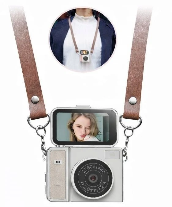 Skaitmeninis fotoaparatas Xrec Mini Fotoaparatas Kamera Retro Video 2k Pakabukas Raktų pakabukas Sukamas Ekranas / Xrec X7 / Smėlio spalvos