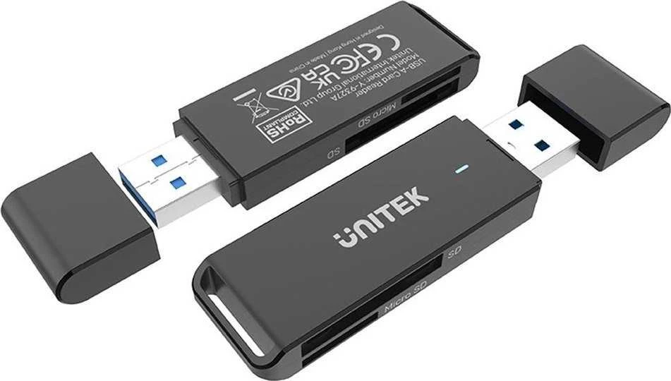 UNITEK Y-9327A kortelių skaitytuvas USB 3.2 Gen 1 (3.1 Gen 1) Type-A Juodas