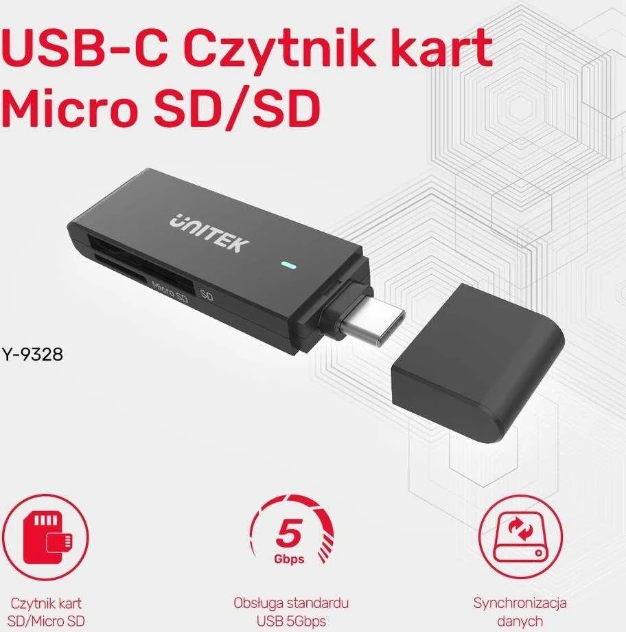 Unitek Skaitytuvas kart SD i Micro SD USB-C