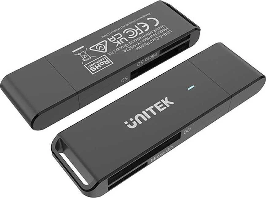 UNITEK Y-9327A kortelių skaitytuvas USB 3.2 Gen 1 (3.1 Gen 1) Type-A Juodas