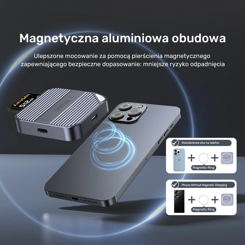 „Unitek“ magnetinis CF Express B tipo kortelių skaitytuvas