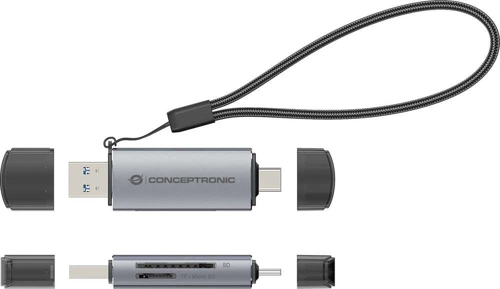 Skaitytuvas Conceptronic CONCEPTRONIC kortelių skaitytuvas USB-C/USB-A -> Micro SD/TF sw