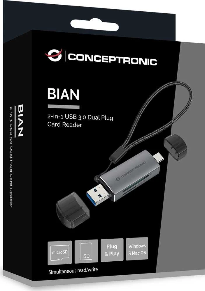 Skaitytuvas Conceptronic CONCEPTRONIC kortelių skaitytuvas USB-C/USB-A -> Micro SD/TF sw