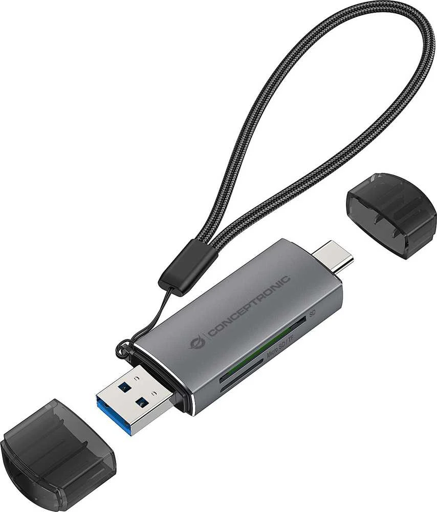 Conceptronic kortelių skaitytuvas su USB-C ir USB-A jungtimis