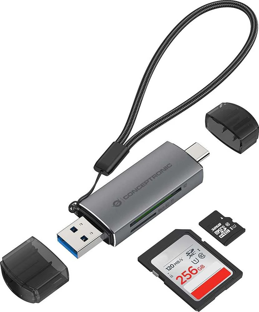 Skaitytuvas Conceptronic CONCEPTRONIC kortelių skaitytuvas USB-C/USB-A -> Micro SD/TF sw