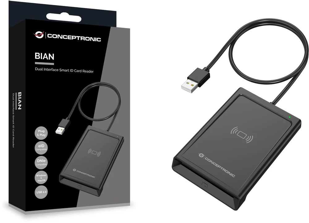 Carruzzo Conceptronic BIAN11B išmanusis kortelių skaitytuvas Vidaus USB USB 2.0 Juoda