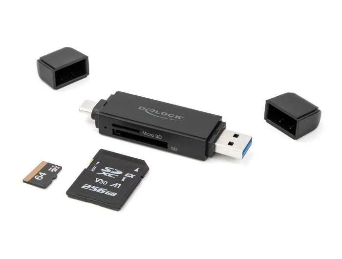 Delock kortelių skaitytuvas SuperSpeed USB 5 Gbps USB Type-C / Type-A