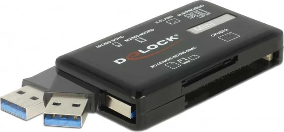 Delock multi kortelių skaitytuvas su dviguba USB jungtimi