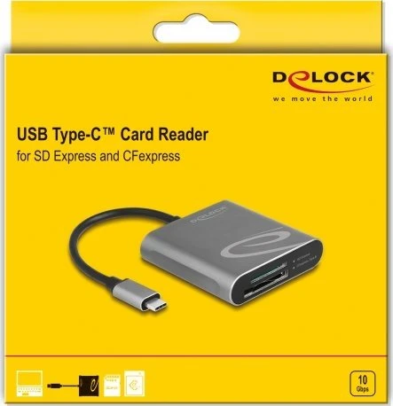 Skaitytuvas Delock Delock USB Type-C kortelių skaitytuvas skirtas SD Express ir CFexpress atminties kortelėms