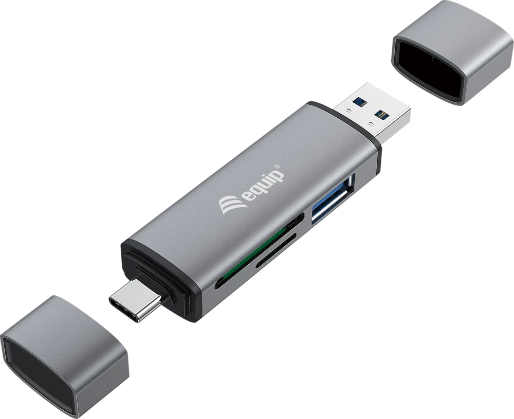 Skaitytuvas Equip Equip kortelių skaitytuvas USB 3.0+USB-C skirtas SD/MicroSD
