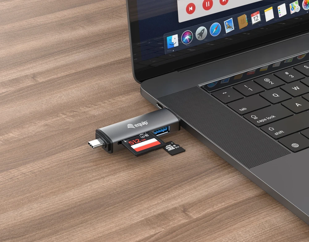 Skaitytuvas Equip Equip kortelių skaitytuvas USB 3.0+USB-C skirtas SD/MicroSD