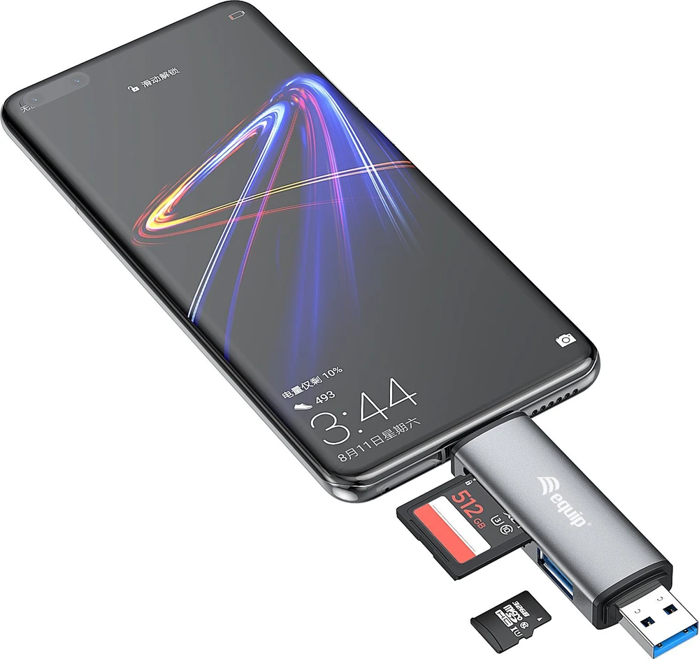 Skaitytuvas Equip Equip kortelių skaitytuvas USB 3.0+USB-C skirtas SD/MicroSD