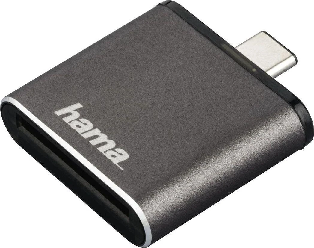Hama 00124186 – SD,SDHC,SDXC – Pilka – 2400 Mbit/s – Metalas – USB 3.2 Gen 1 (3.1 Gen 1) Type-C – 34,3 mm