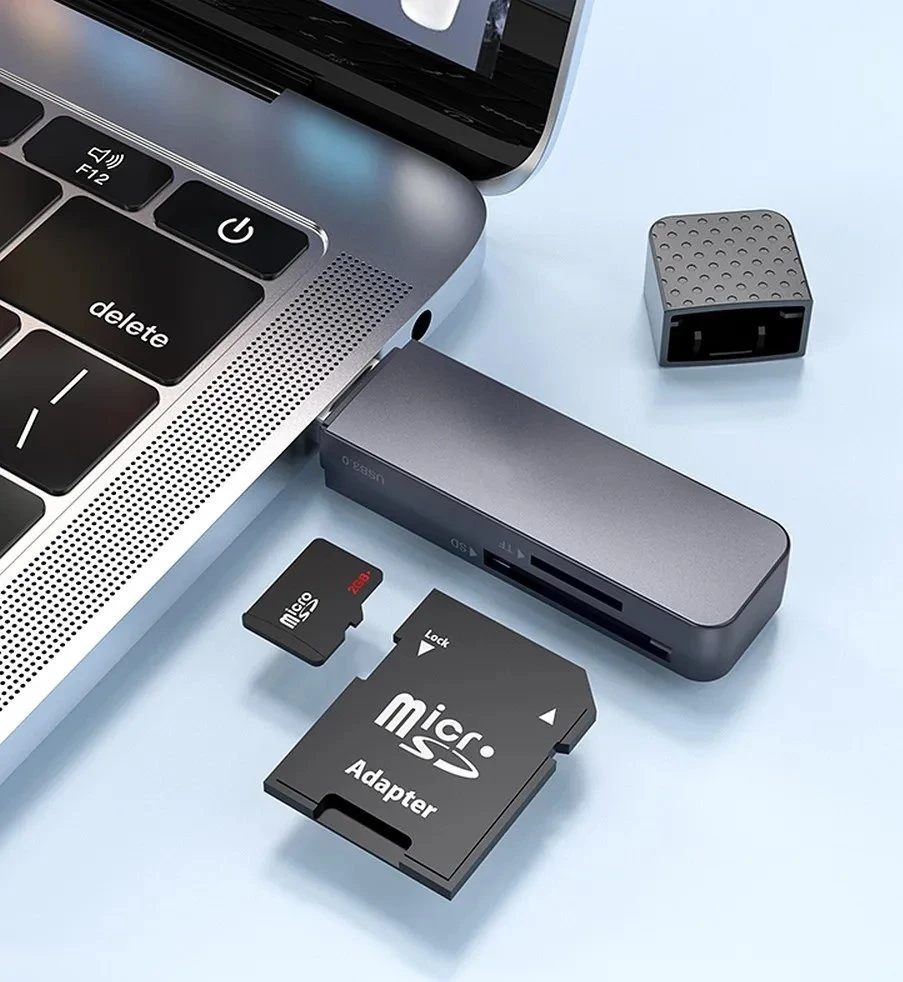 Atminties kortelių skaitytuvas Hoco HB45 2-in-1 USB2.0 pilkas