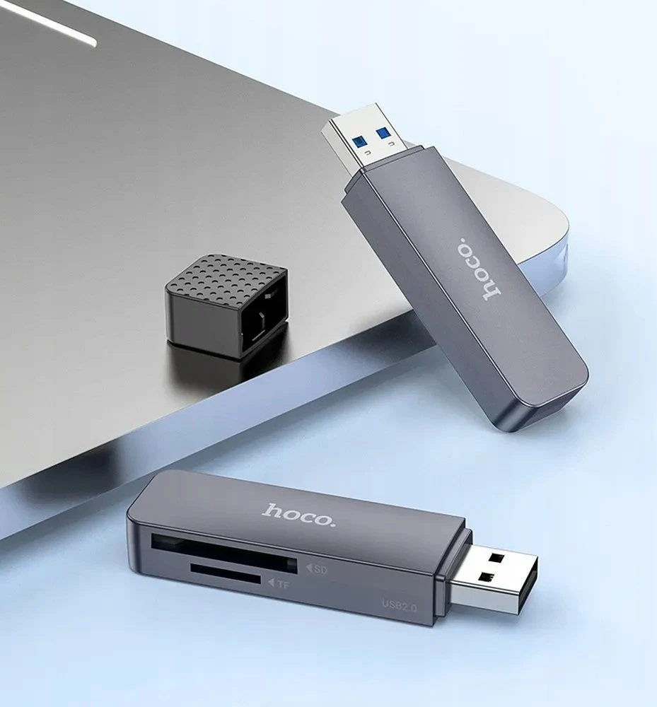 Atminties kortelių skaitytuvas Hoco HB45 2-in-1 USB2.0 pilkas