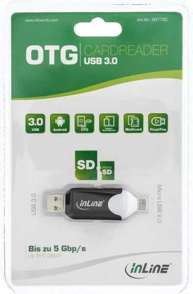 Skaitytuvas InLine USB 3.0 & Micro USB 2.0 dviguba sąsaja (66779C)
