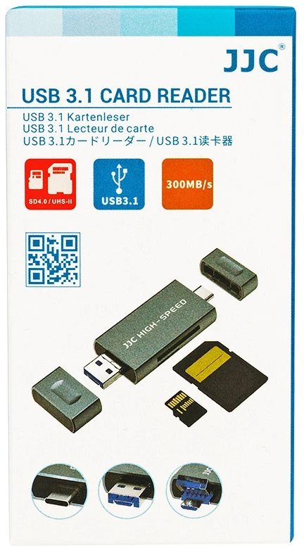 Atminties kortelių skaitytuvas - JJC CR UTC4AC Dual Slot USB 3.1 312MB/s Pilka