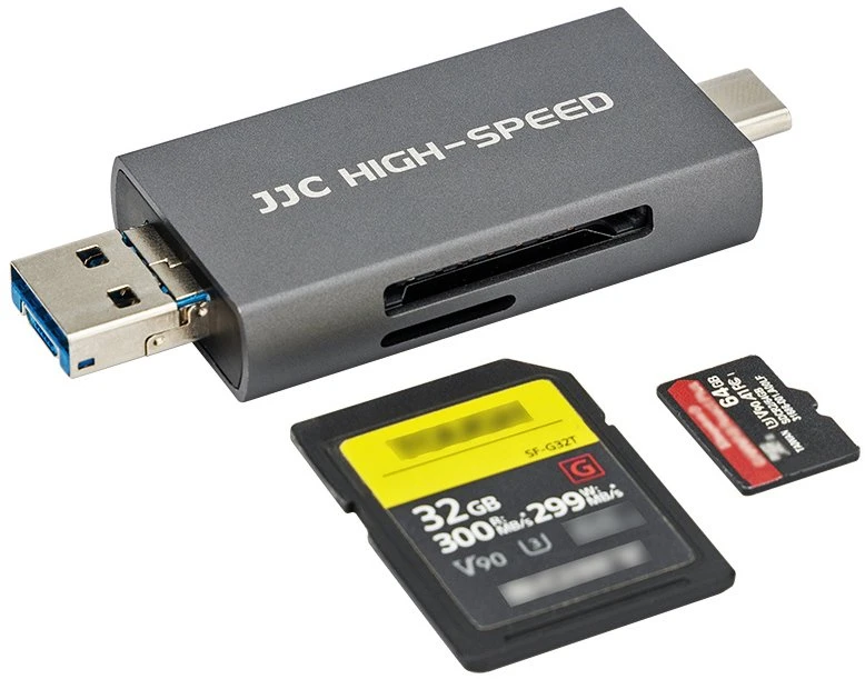 Atminties kortelių skaitytuvas - JJC CR UTC4AC Dual Slot USB 3.1 312MB/s Pilka