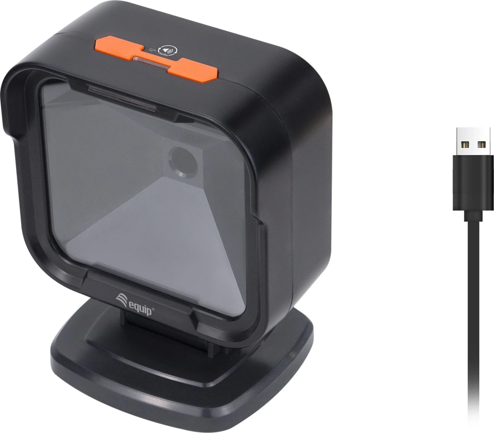 Equip 351028 brūkšninių kodų skaitytuvas Stacionarus brūkšninių kodų skaitytuvas 1D/2D LED Juoda