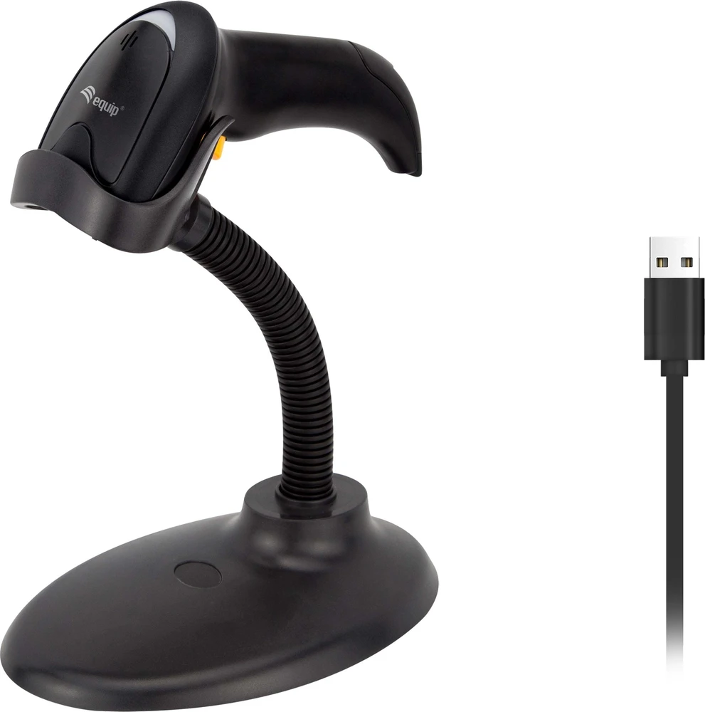 Skaitytuvas kodów kreskowych Equip Barcode Handscanner lazerinis Kabelis USB juoda