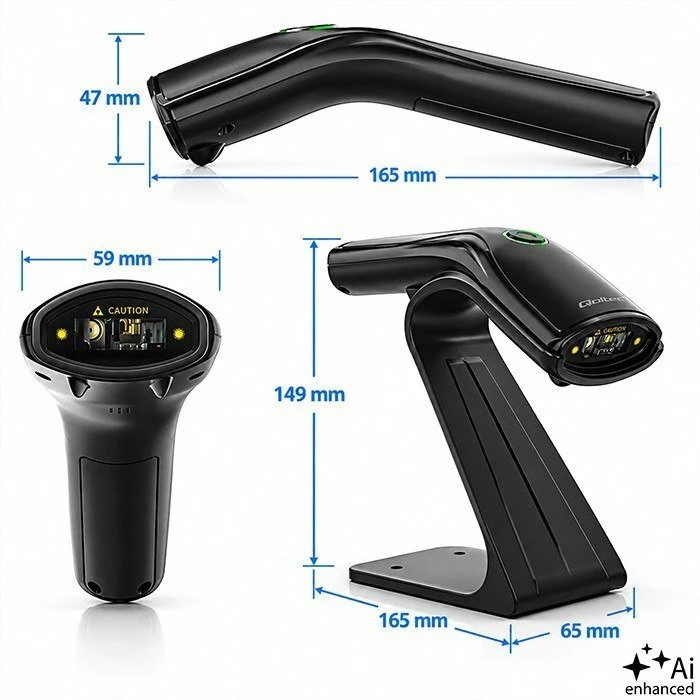 QOLTEC Brūkšninių kodų skaitytuvas 1D 2D stovas skaitytuvui QR EAN USB