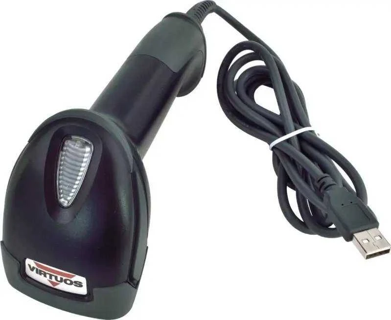 Virtuos Virtuos CCD brūkšninių kodų skaitytuvas HT-310A didelio nuotolio, USB (klaviatūra/RS232), stovas, juodas