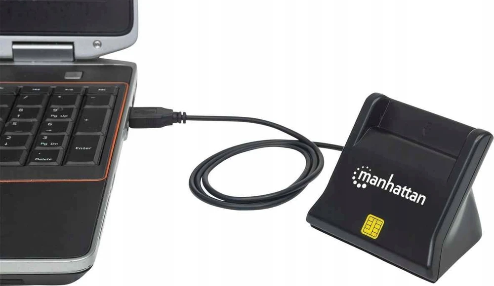 Skaitytuvas Manhattan MANHATTAN USB2.0-Smartcard/SIM-Kartenlesegerät mit Standfuß