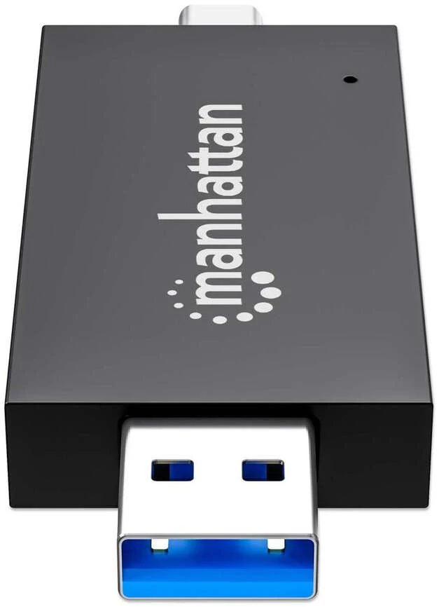 Skaitytuvas Manhattan Skaitytuvas kart USB 3.2 Gen 1 (3.1 Gen 1) Type-A/Type-C Juodas, Permatomas