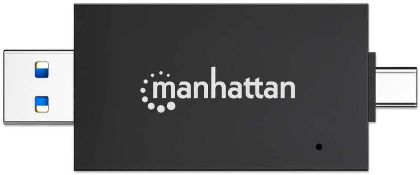 Skaitytuvas Manhattan Skaitytuvas kart USB 3.2 Gen 1 (3.1 Gen 1) Type-A/Type-C Juodas, Permatomas