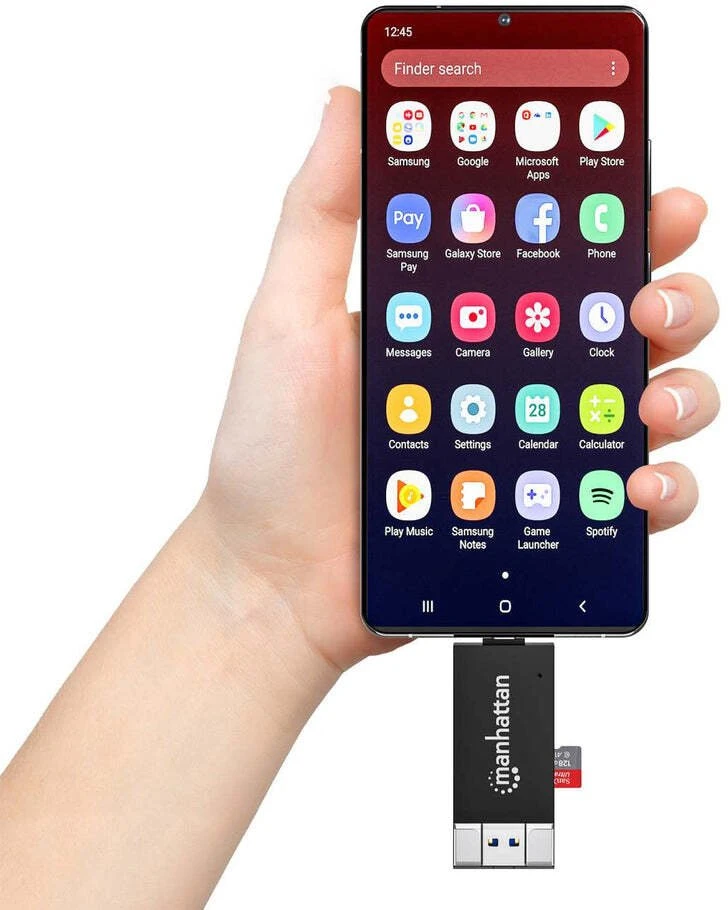Skaitytuvas Manhattan Skaitytuvas kart USB 3.2 Gen 1 (3.1 Gen 1) Type-A/Type-C Juodas, Permatomas