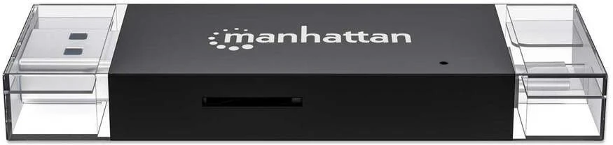 Skaitytuvas Manhattan Skaitytuvas kart USB 3.2 Gen 1 (3.1 Gen 1) Type-A/Type-C Juodas, Permatomas